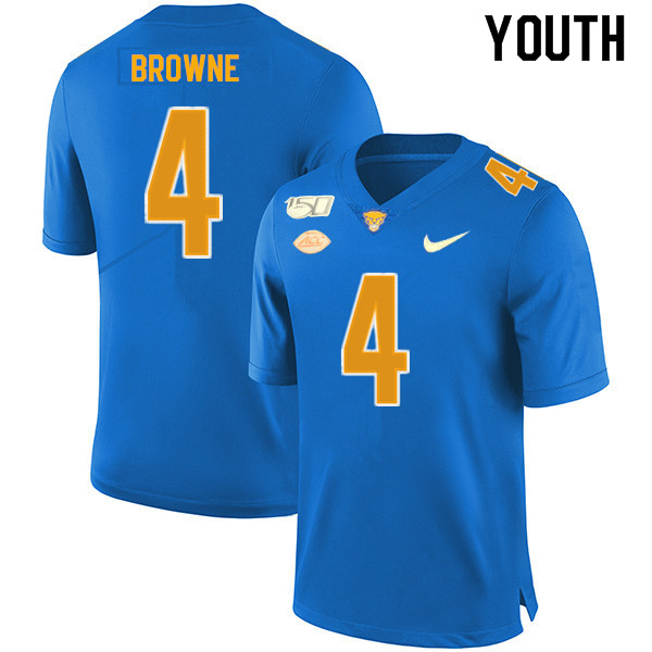 2019 Youth #4 Max Browne Pitt Panthers College Football Jerseys Sale-Royal - Click Image to Close